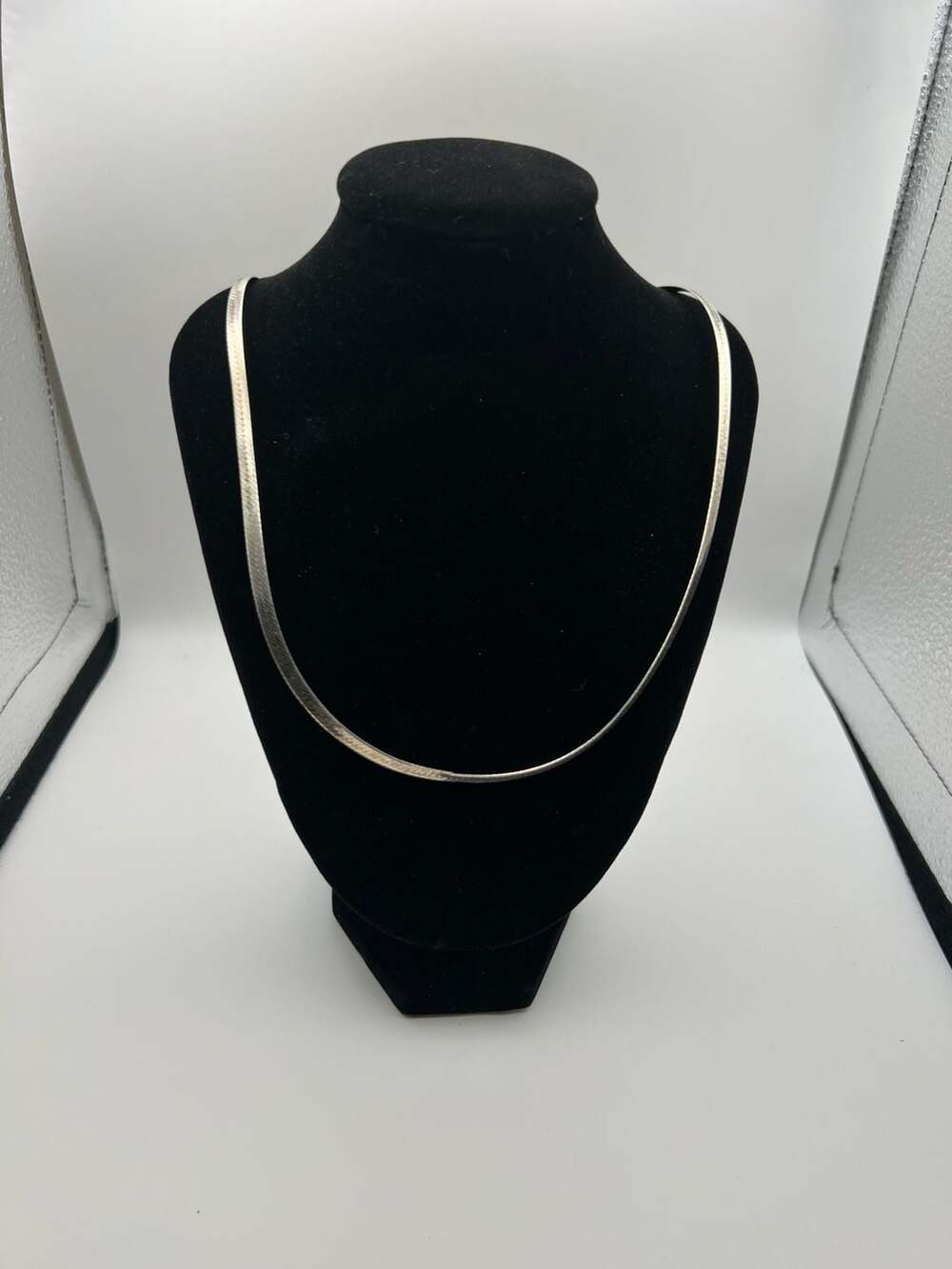 Vintage Italian 925 Sterling Silver Herringbone Chain Necklace